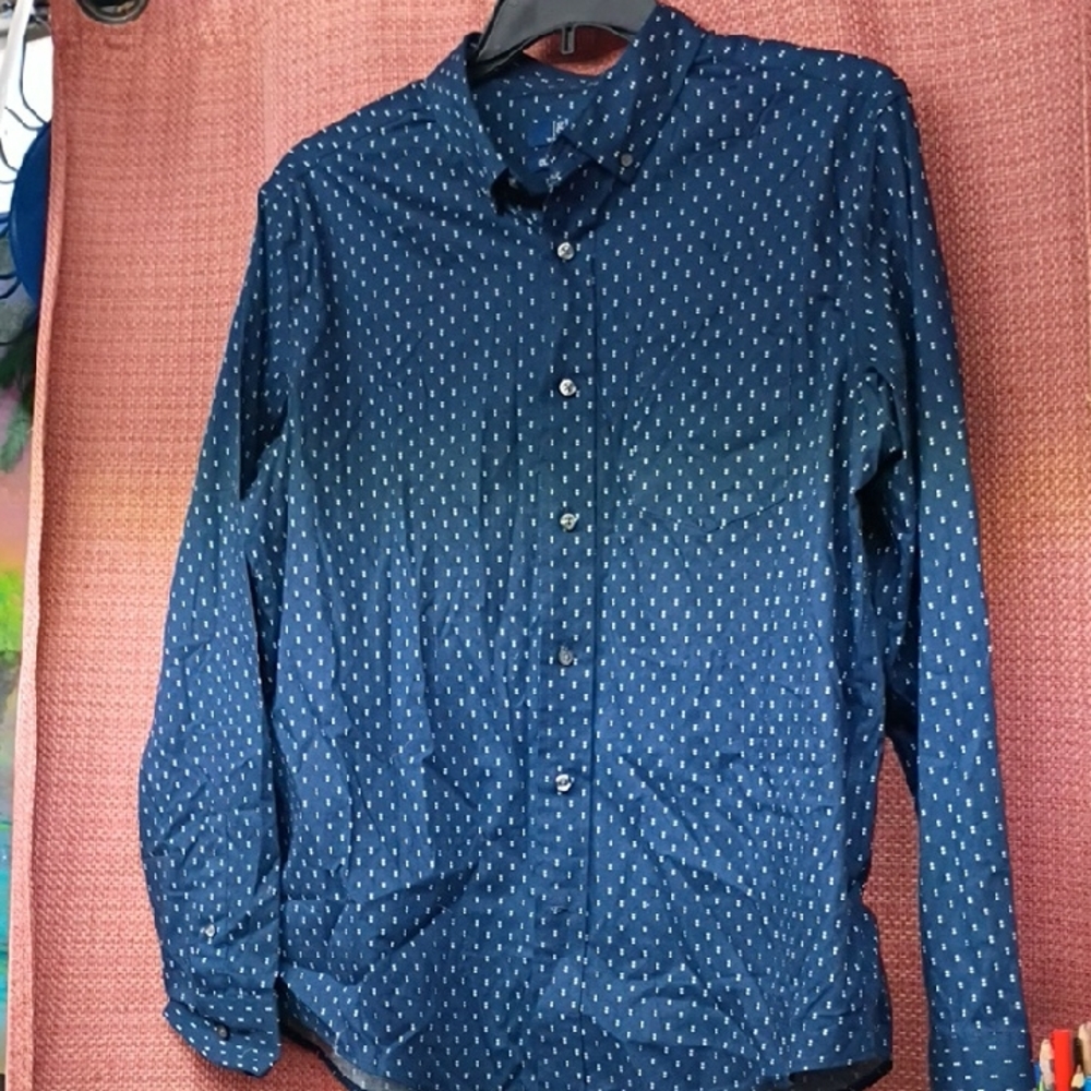George Men's Blue Dotted Dress Shirt